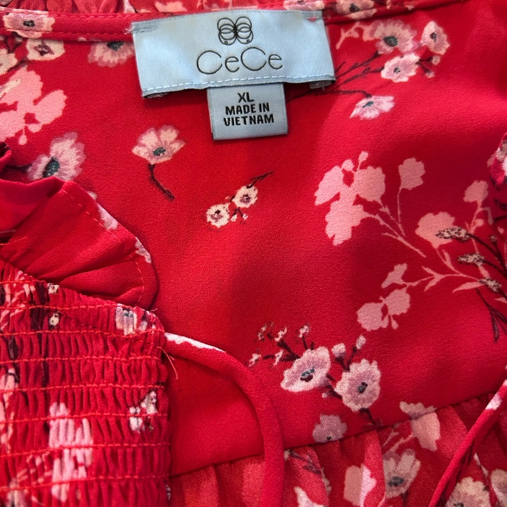 CeCe Red Floral Blouse - Picture 3 of 5